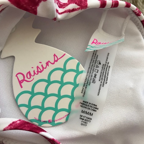 Raisins Chevron Red White Tie Back Bikini Top - Picture 2 of 3